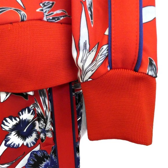 Massey's Track Set Hawaiian Floral Blue Red Pockets Zip Front Red Racing Stripes - Picture 2 of 14